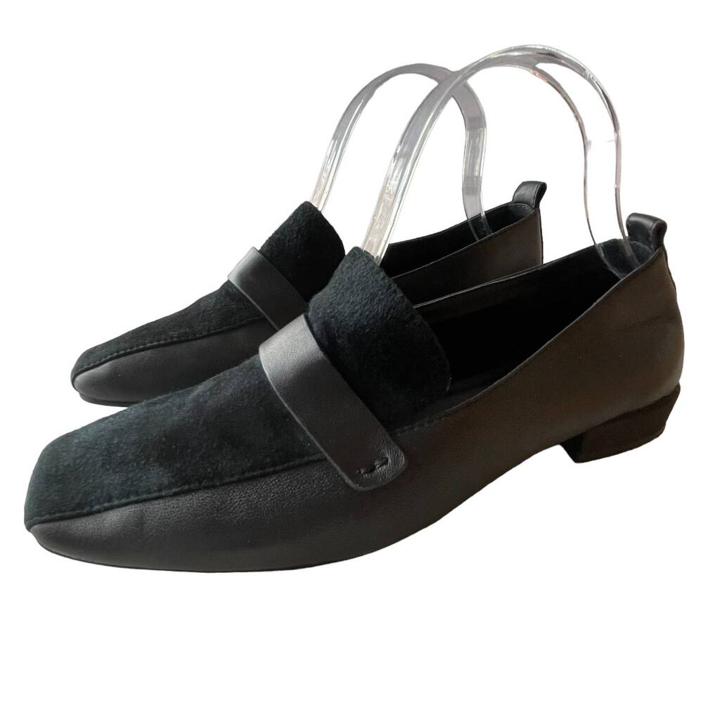 Jeffrey Campbell Moritz SIZE 8.5 Black Leather Suede Loafers Womens Dress Shoes